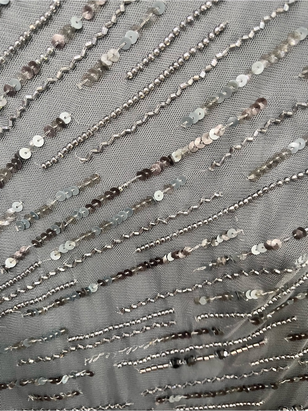 Adrianna Papell Gunmetal Beaded Midi Dress with Radiant Burst - Picture 3 of 4